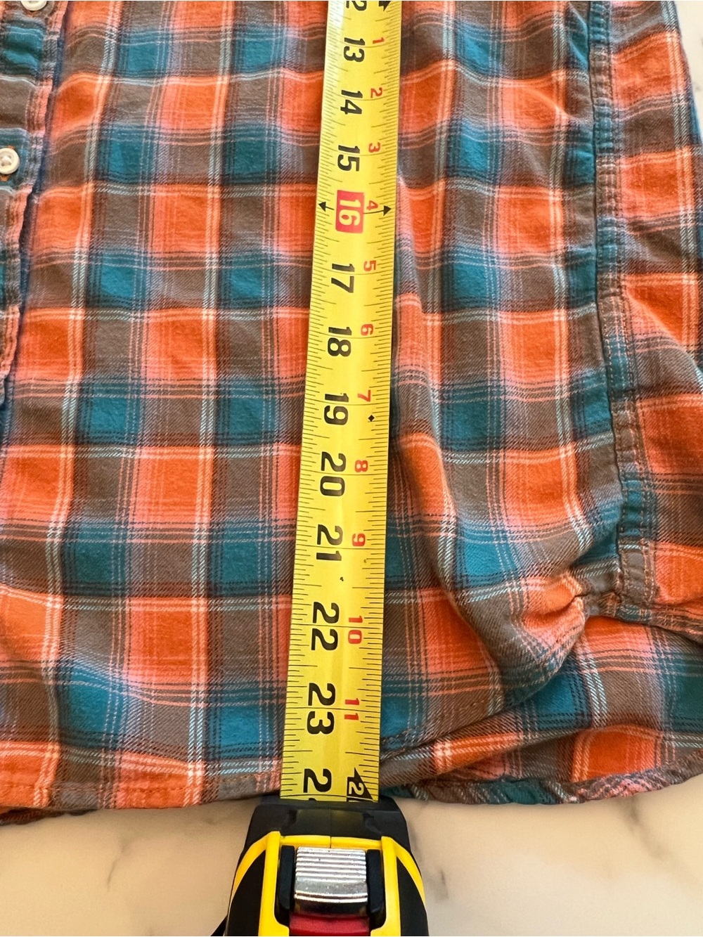 Women’s 90s Style Orange and Blue Cabincore, Plaid Flannel Shirt, Size Small - Picture 4 of 5